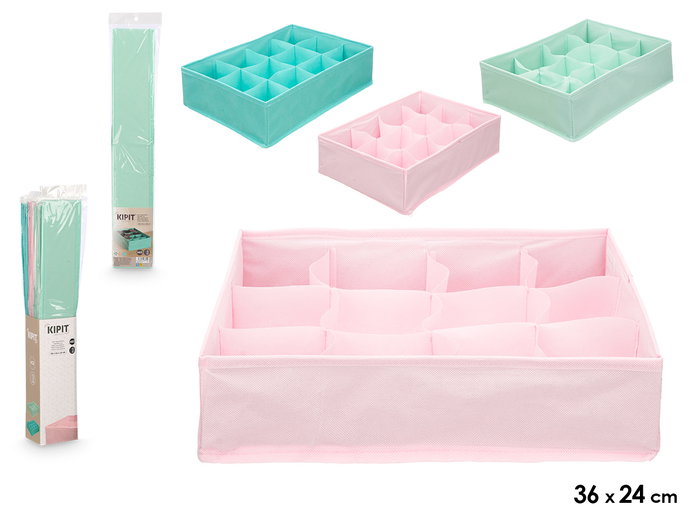 Kipit Boîte de Rangement Pliable Organisatrice 36x24x10 cm Assortie Tissu Carton (Set de 24) Kipit Boîte de Rangement Pliable Organisatrice 36x24x10 cm Assortie Tissu Carton (Set de 24)