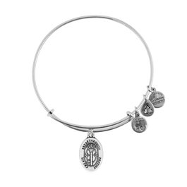 Alex And Ani Bracelet en Métal Gris avec Charm Bague Clé de Vie