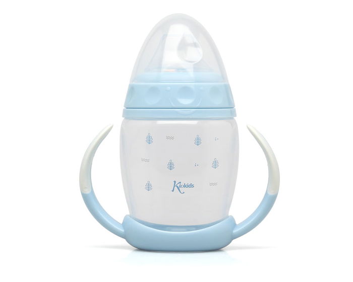 KioKids Set d'Alimentation Bébé Petits Moments - 3 Pièces (Cuisseau Thermique, Tasse d'Apprentissage, Boîte de Rangement) - Bleu - Dès 6 mois