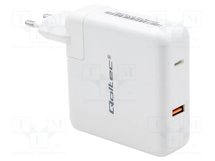 QOLTEC Chargeur USB 108W GaN Blanc USB-A et USB-C QOLTEC Chargeur USB 108W GaN Blanc USB-A et USB-C