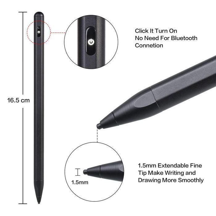 CoreParts Active Stylus Pen, Stylo actif noir avec câble de recharge