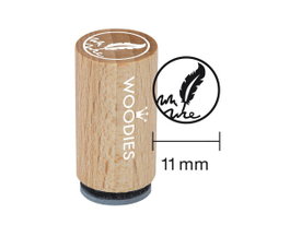 Woodies Mini Sello Plume en Bois et Caoutchouc 15x25mm