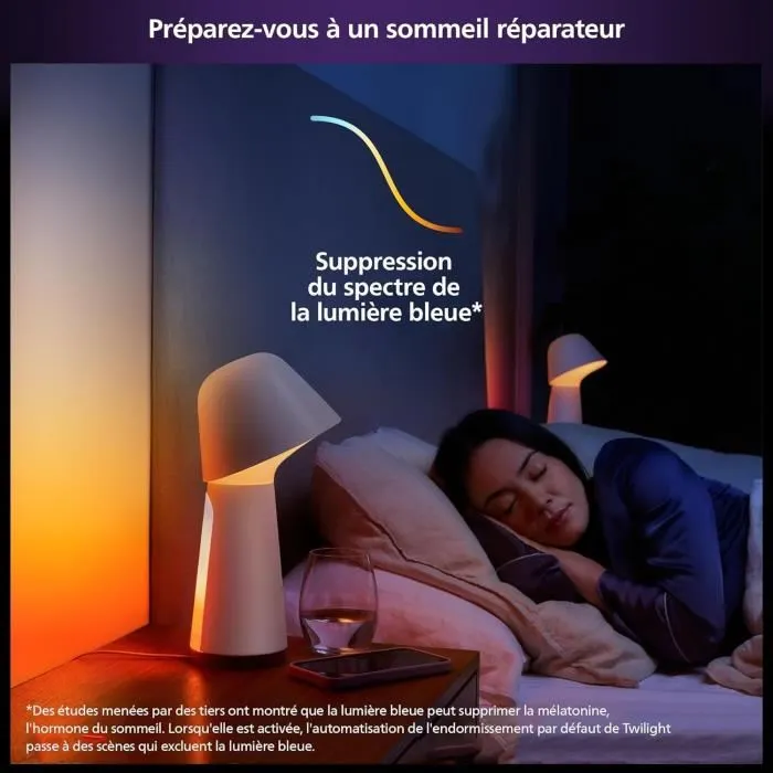 Philips hue w - Lampe LED connectée intelligente avec Bluetooth, contrôle smartphone et lumière naturelle (blanc) - Création d'ambiance