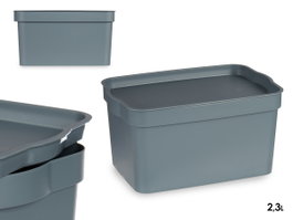 KIPIT Boîte en plastique avec couvercle 2,3 L Gris