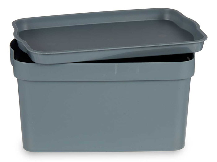 Kipit Boîte de Rangement en Plastique avec Couvercle 2,3L Gris 20x13x11 cm (Set de 24) Kipit Boîte de Rangement en Plastique avec Couvercle 2,3L Gris 20x13x11 cm (Set de 24)