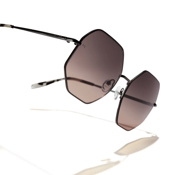 Hawkers LUMINA - Lunettes de soleil pour femme - Monture métallique carrée noir fumé - 57 mm