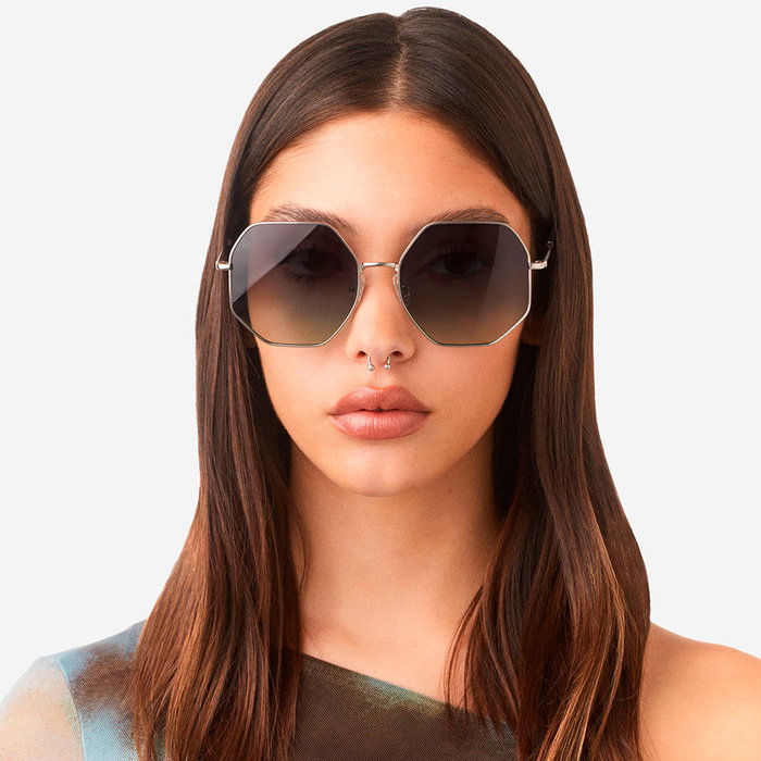 Hawkers LUMINA - Lunettes de soleil pour femme - Monture métallique carrée noir fumé - 57 mm