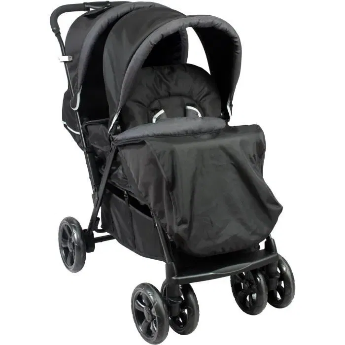 Poussette double BAMBISOL pour jumeaux ou enfants d'âge rapproché, légère et maniable à 4 roues avec panier, habillage pluie et siège arrière inclinable Poussette double BAMBISOL pour jumeaux ou enfants d'âge rapproché, légère et maniable à 4 roues avec panier, habillage pluie et siège arrière inclinable