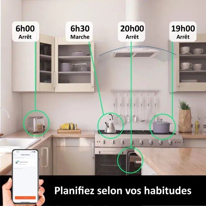 Kyf - Prise encastrée connectée intérieure WiFi avec compteur d'énergie, mesure qualité de l'air et humidité