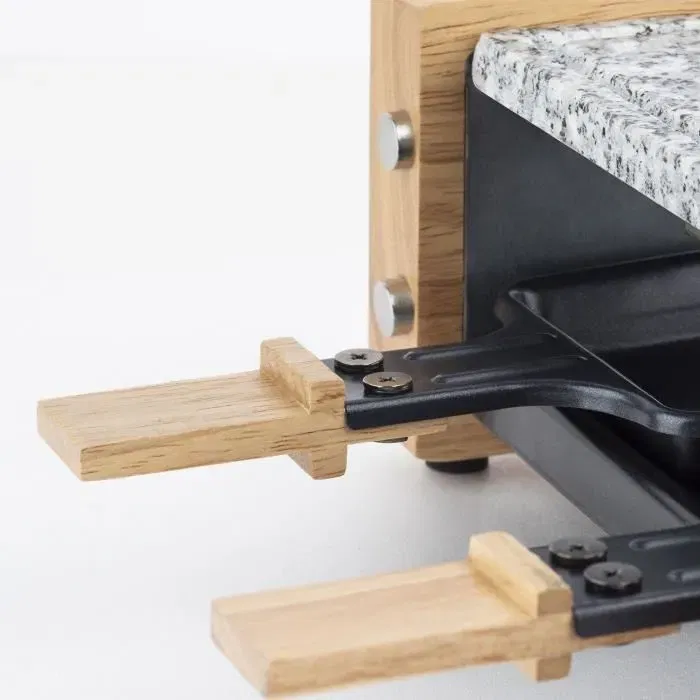 H.Koenig WOD2 Appareil à raclette avec pierre à cuire granit, 350W, design bois, pour jusqu'à 2 personnes