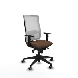 PIQUERAS Y CRESPO Chaise de bureau Horna, tissu brun foncé et maille blanche avec mécanisme synchrone