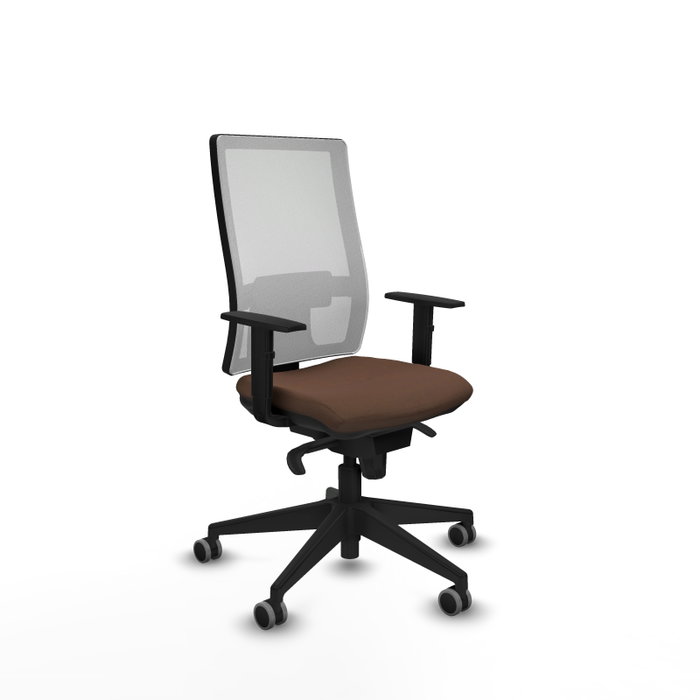 PIQUERAS Y CRESPO Chaise de bureau Horna, tissu brun foncé et maille blanche avec mécanisme synchrone PIQUERAS Y CRESPO Chaise de bureau Horna, tissu brun foncé et maille blanche avec mécanisme synchrone