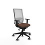 PIQUERAS Y CRESPO Chaise de bureau Horna, tissu brun foncé et maille blanche avec mécanisme synchrone