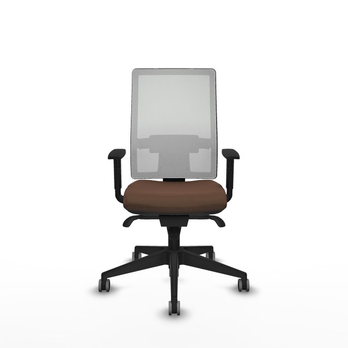PIQUERAS Y CRESPO Chaise de bureau Horna, tissu brun foncé et maille blanche avec mécanisme synchrone PIQUERAS Y CRESPO Chaise de bureau Horna, tissu brun foncé et maille blanche avec mécanisme synchrone