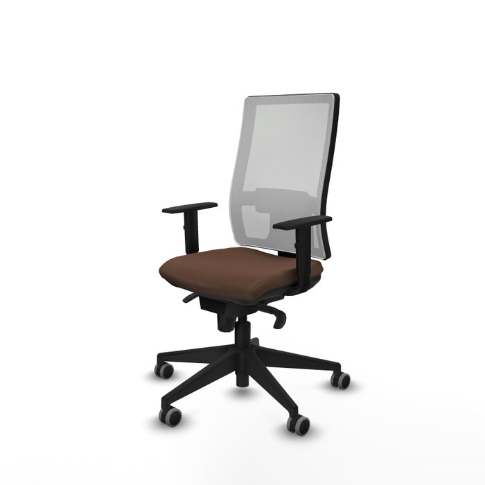 PIQUERAS Y CRESPO Chaise de bureau Horna, tissu brun foncé et maille blanche avec mécanisme synchrone PIQUERAS Y CRESPO Chaise de bureau Horna, tissu brun foncé et maille blanche avec mécanisme synchrone