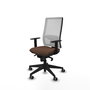PIQUERAS Y CRESPO Chaise de bureau Horna, tissu brun foncé et maille blanche avec mécanisme synchrone