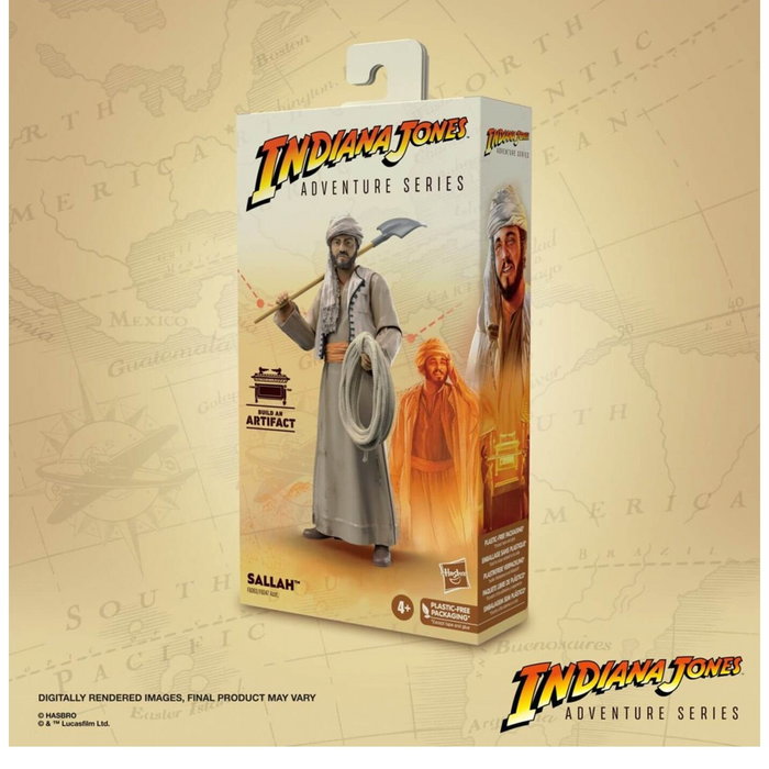 Hasbro Figurine Indiana Jones Adventure Series Sallah 15 cm avec corde et pelle