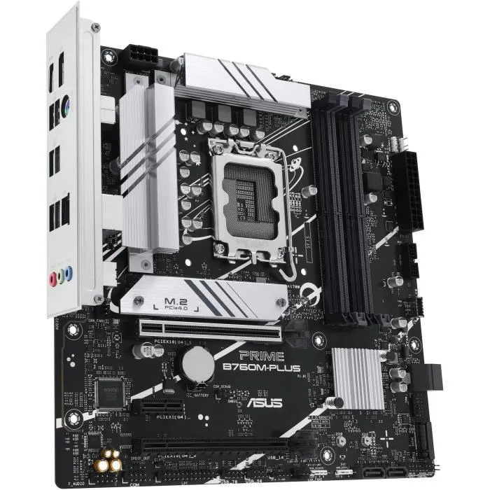 Asus PRIME B760M-PLUS - Carte mère micro ATX Intel B760, LGA 1700, DDR5, 2.5 GbE, M.2, SATA III, RAID - Compatible Intel Core i3/i5/i7 Asus PRIME B760M-PLUS - Carte mère micro ATX Intel B760, LGA 1700, DDR5, 2.5 GbE, M.2, SATA III, RAID - Compatible Intel Core i3/i5/i7