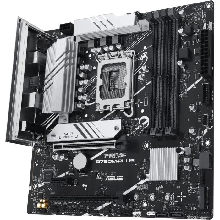 Asus PRIME B760M-PLUS - Carte mère micro ATX Intel B760, LGA 1700, DDR5, 2.5 GbE, M.2, SATA III, RAID - Compatible Intel Core i3/i5/i7 Asus PRIME B760M-PLUS - Carte mère micro ATX Intel B760, LGA 1700, DDR5, 2.5 GbE, M.2, SATA III, RAID - Compatible Intel Core i3/i5/i7