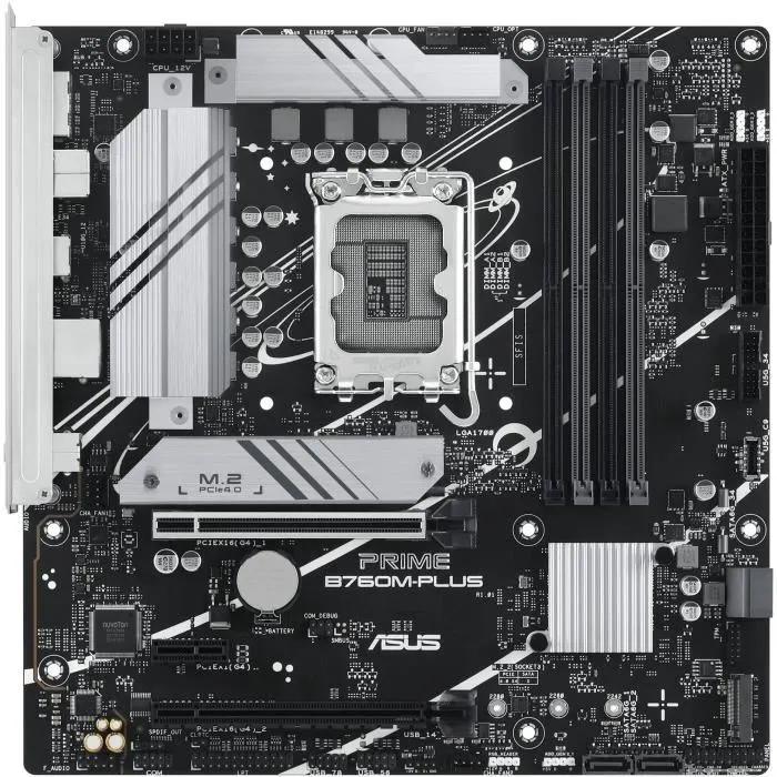 Asus PRIME B760M-PLUS - Carte mère micro ATX Intel B760, LGA 1700, DDR5, 2.5 GbE, M.2, SATA III, RAID - Compatible Intel Core i3/i5/i7 Asus PRIME B760M-PLUS - Carte mère micro ATX Intel B760, LGA 1700, DDR5, 2.5 GbE, M.2, SATA III, RAID - Compatible Intel Core i3/i5/i7