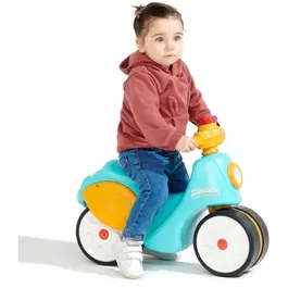 Falk Stada Scooter 1er âge - Jaune et Bleu, Klaxon Manuel, Roues Silencieuses, Stabilité Améliorée - Pour Enfant à Partir de 12 Mois - Fabriqué en France
