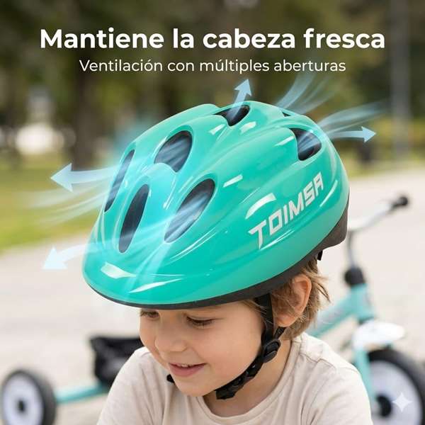 Toimsa Casque de vélo enfant vert - Pour âge 3 à 7 ans - Taille 52-56 cm