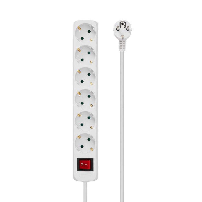 MicroConnect Multiprise Schuko - 6 Prises avec Interrupteur et Protection Enfant, Câble 5 mètres, Blanc