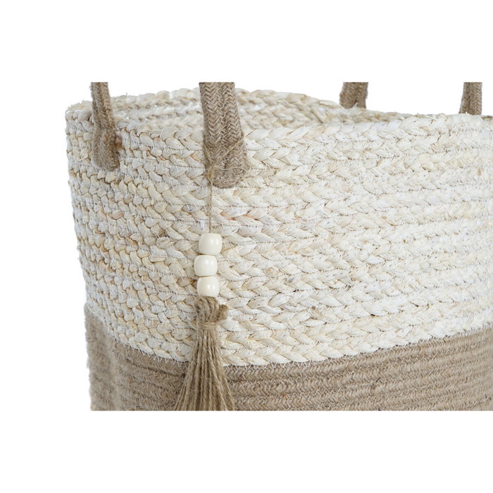 Set de basket Home ESPRIT Naturel Marron Clair Jute Fibre de maïs Moderne 40 x 40 x 41 cm
