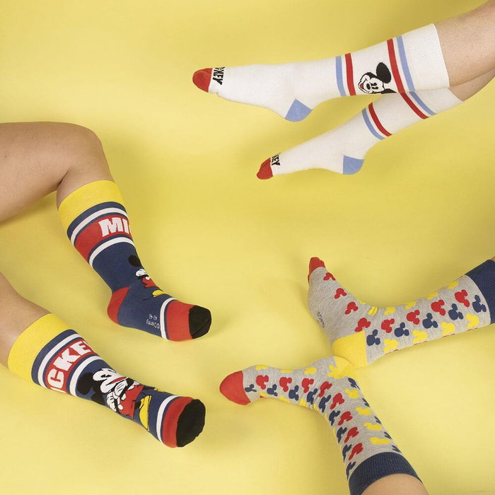 Cerdá - Set de 3 Paires de Chaussettes Mickey Mouse Disney - 86% Coton - Taille 36-41
