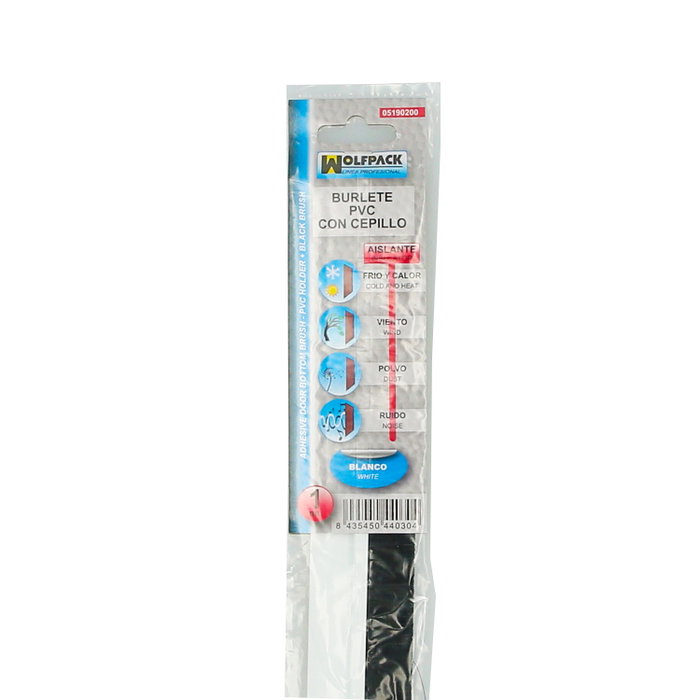 WOLFPACK LINEA PROFESIONAL Burlete de porte en PVC blanc avec brosse, 1 mètre