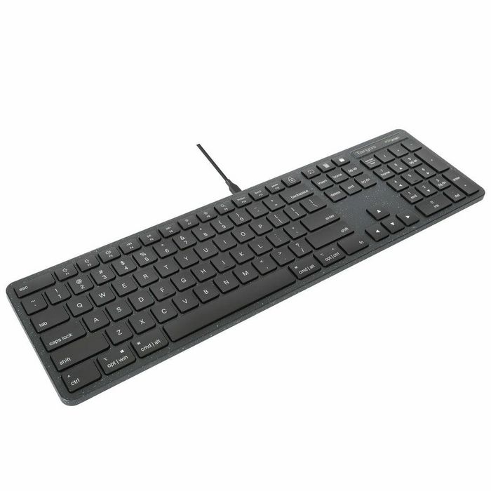 Targus ECO101BR Clavier filaire USB-A format complet (104 touches) avec protection antimicrobienne DefenseGuard - Matériaux recyclés 85% - Noir - Disposition Nordique