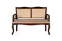 GINER Y COLOMER - Banc de sofa 2 places en bois d'acacia massif - Structure couleur noyer et tissu beige