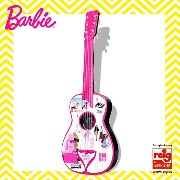 Reig Guitare en plastique Barbie avec étui, 4 cordes - Instrument pour enfants à partir de 3 ans