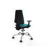 PIQUERAS Y CRESPO Chaise Elche Asynchrone Tissu Turquoise Structure chromée Accoudoir 1D