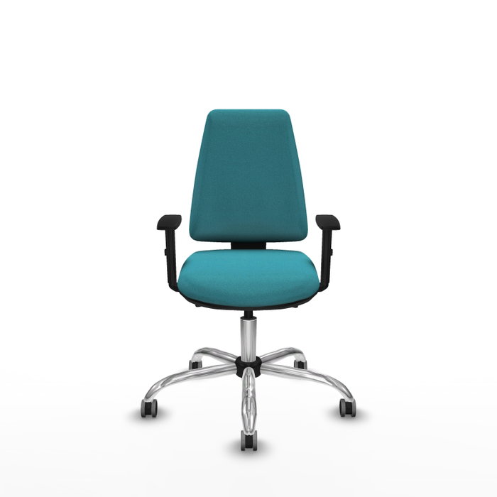 PIQUERAS Y CRESPO Chaise Elche Asynchrone Tissu Turquoise Structure chromée Accoudoir 1D