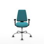 PIQUERAS Y CRESPO Chaise Elche Asynchrone Tissu Turquoise Structure chromée Accoudoir 1D