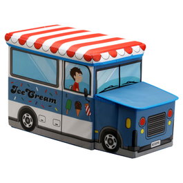 Jeux 2 momes Coffre de rangement forme camionnette avec pouf