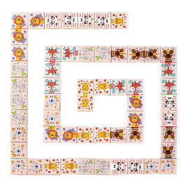 TACHAN - Jeu de dominos en bois avec illustrations d'animaux - FSC - Boîte de rangement - À partir de 2 ans - Multilingue