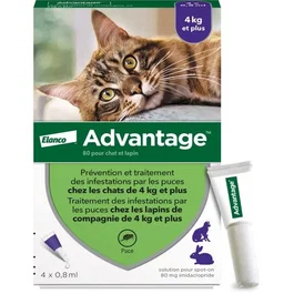 Advantage Solution Antipuce Chat Lapin +4kg, 4 pipettes