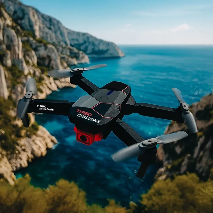 Turbo Challenge Drone RC Double Caméra avec Valisette - Télécommande à Écran - 20 km/h - 2 Batteries - Enregistrement Micro-SD - 400329 - Modèle 14 ans et plus