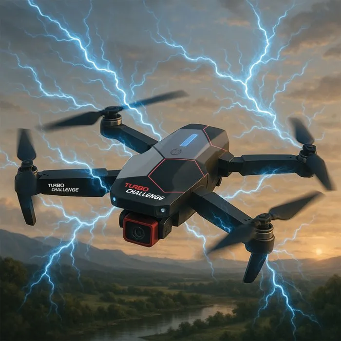 Turbo Challenge Drone RC Double Caméra avec Valisette - Télécommande à Écran - 20 km/h - 2 Batteries - Enregistrement Micro-SD - 400329 - Modèle 14 ans et plus
