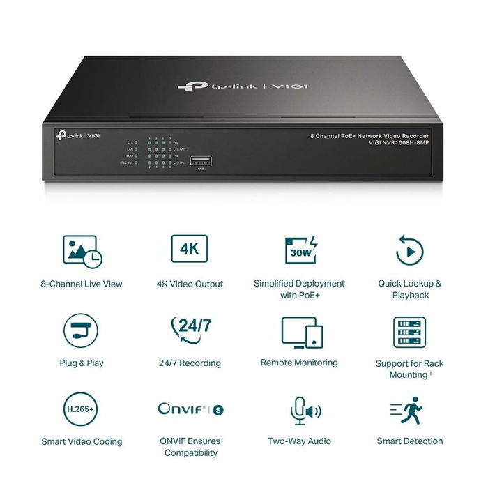 TP-LINK Enregistreur Vidéo NVR1008H-8MP / VIGI NVR1008H-8MP Noir pour Système de Surveillance TP-LINK Enregistreur Vidéo NVR1008H-8MP / VIGI NVR1008H-8MP Noir pour Système de Surveillance