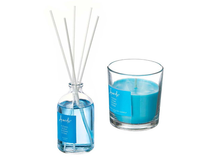 Acorde Set Mikado 100 ml et Bougie 30h Océan Bleu - 19 x 15 x 7 cm (Set de 6)