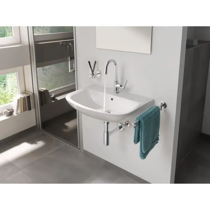 GROHE Start Flow Mitigeur Monocommande Évier Salle de Bains Taille L Chromé 23811000 - Technologie d'Économie d'Eau et Bec Pivotant 360°