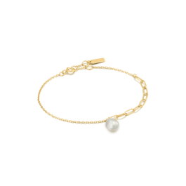 Ania Haie Bracelet Pearl of Wisdom en Argent de loi Doré, 19cm