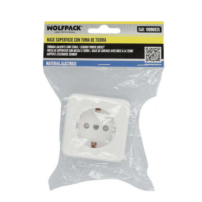 WOLFPACK LINEA PROFESIONAL Base de surface Schuko avec terre, blanc