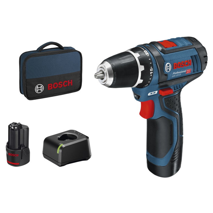 Bosch Professional GSR 12V-15 Perceuse-visseuse avec 2 batteries 2,0Ah et chargeur GAL 12V-20 Bosch Professional GSR 12V-15 Perceuse-visseuse avec 2 batteries 2,0Ah et chargeur GAL 12V-20