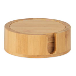 Andrea House Ms72076 Set de 4 sous-verres en bambou avec support Ø 11 x 4 cm