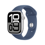 Apple Watch Series 10 GPS 46mm Aluminium Argenté Bracelet Sport Denim M/L