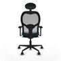 Piqueras y Crespo Chaise de Bureau avec Appui-tête Jorquera 3D036N1 Gris Vert pétrole
